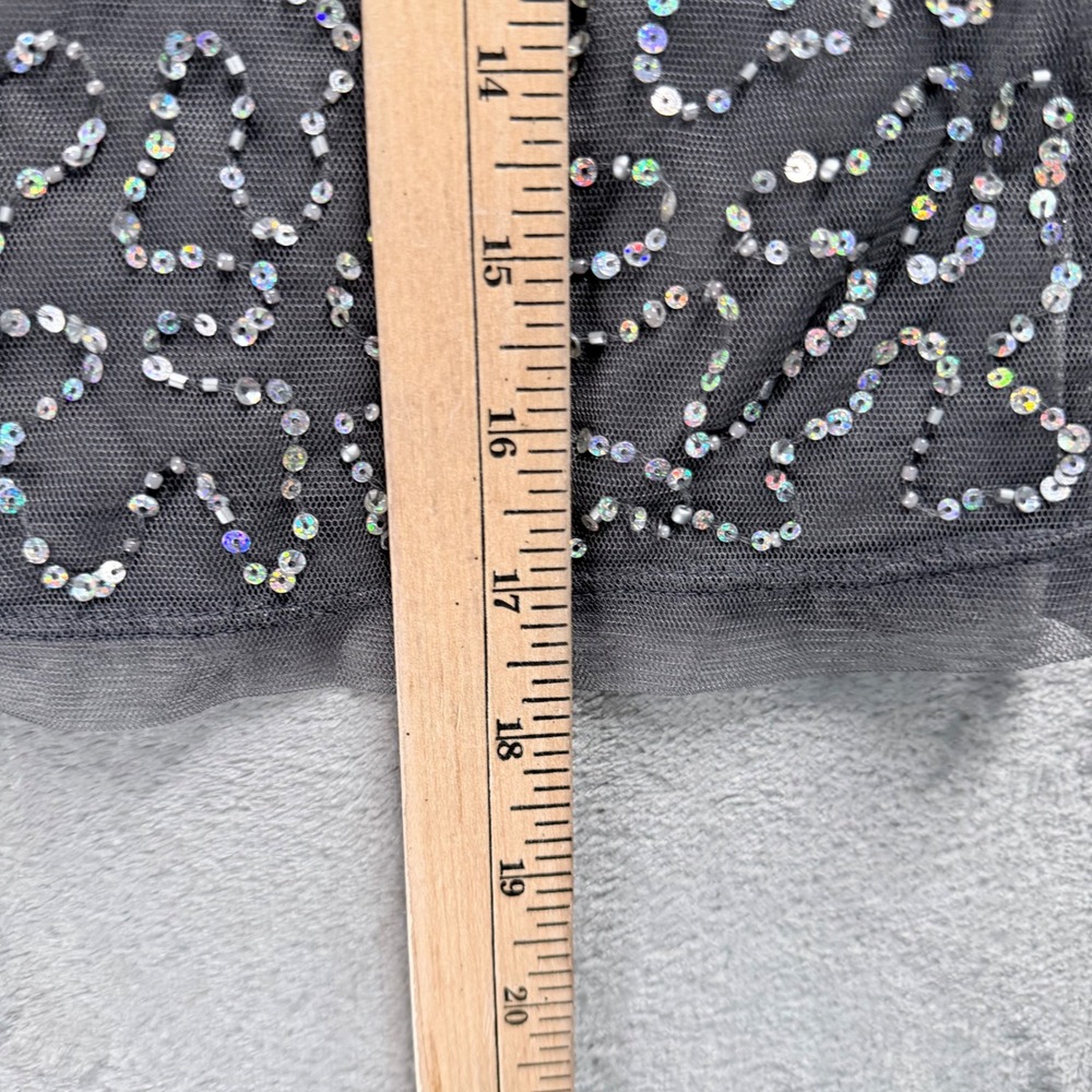 Forever 21 Sequin Crop Tank Top Small Gray Y2K Mesh Overlay Iridescent Shimmer - Picture 7 of 9